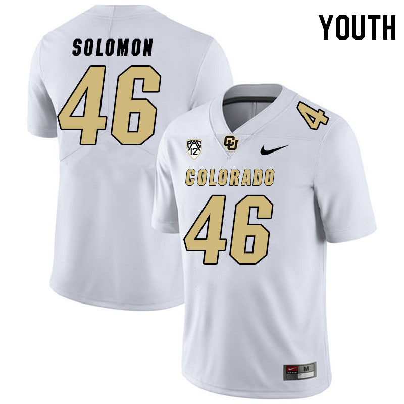 Youth #46 Isreal Solomon Colorado Buffaloes College Football Jerseys Stitched Sale-White - Click Image to Close